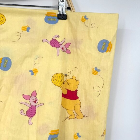 Vtg Disney Winnie the Pooh Crib/Toddler Fitted Bed Sheet Yellow Fabric Material - Picture 2 of 7